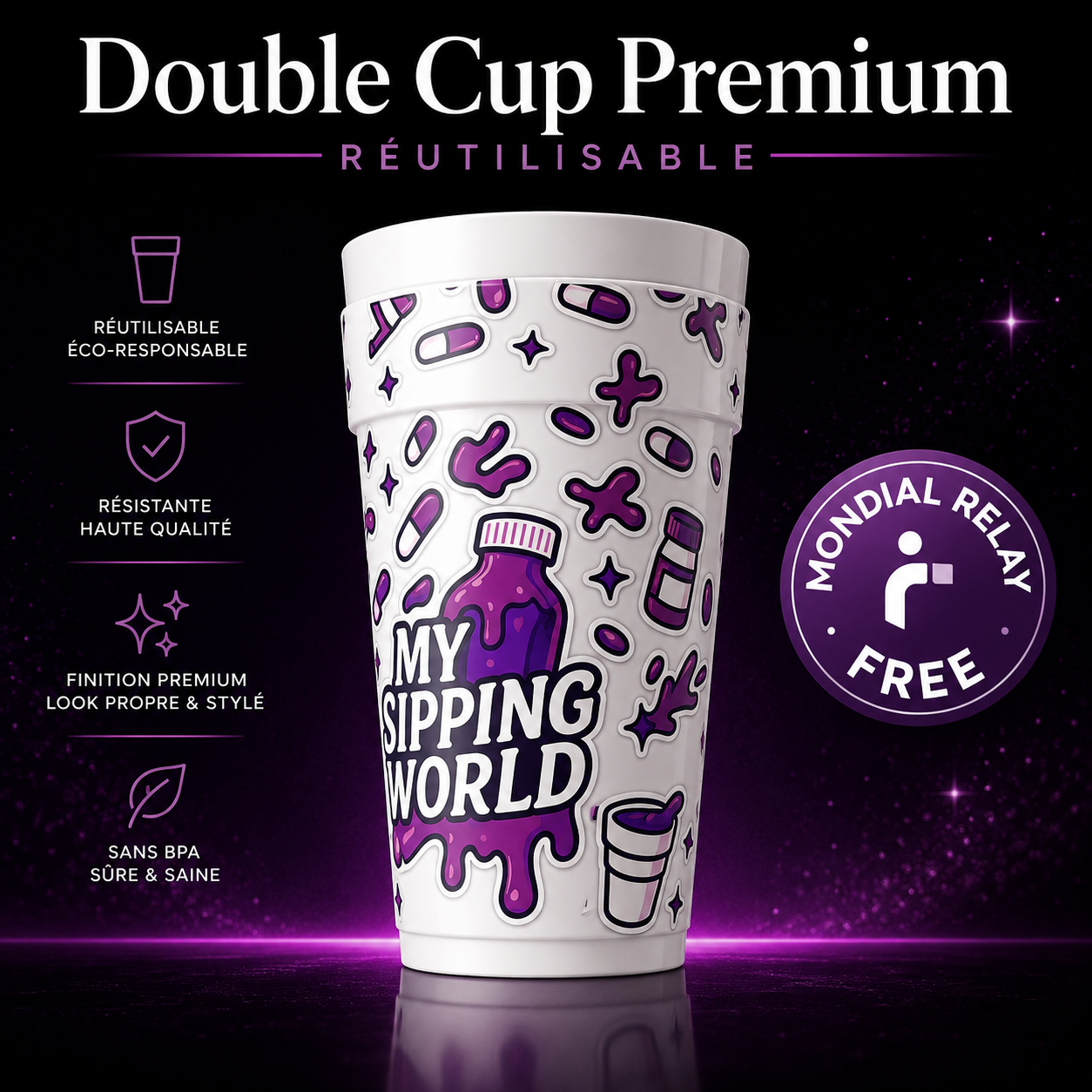 🥤 Double Cups réutilisable 24oz – Edition collector MSW
