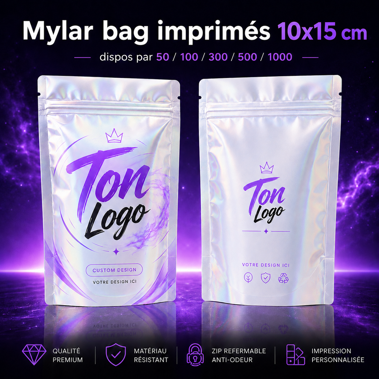 Mylar Bags imprimés personnalisés10x15 cm 4