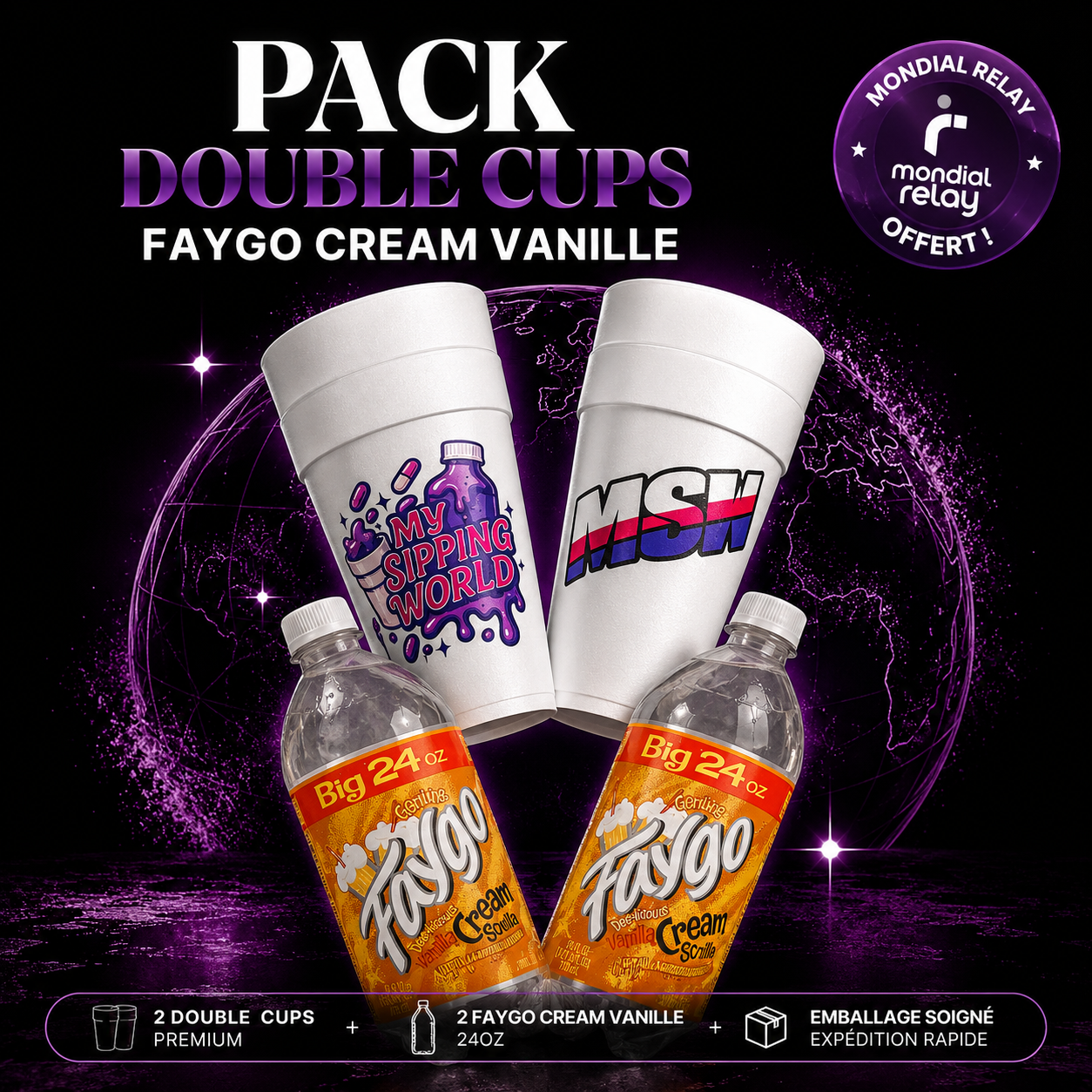 Pack Double Cups + 2 Faygo Cream Vanilla 24oz | My Sipping World