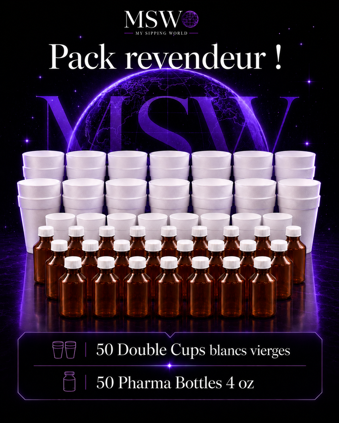 Pack revendeur double cup et pharma bottles