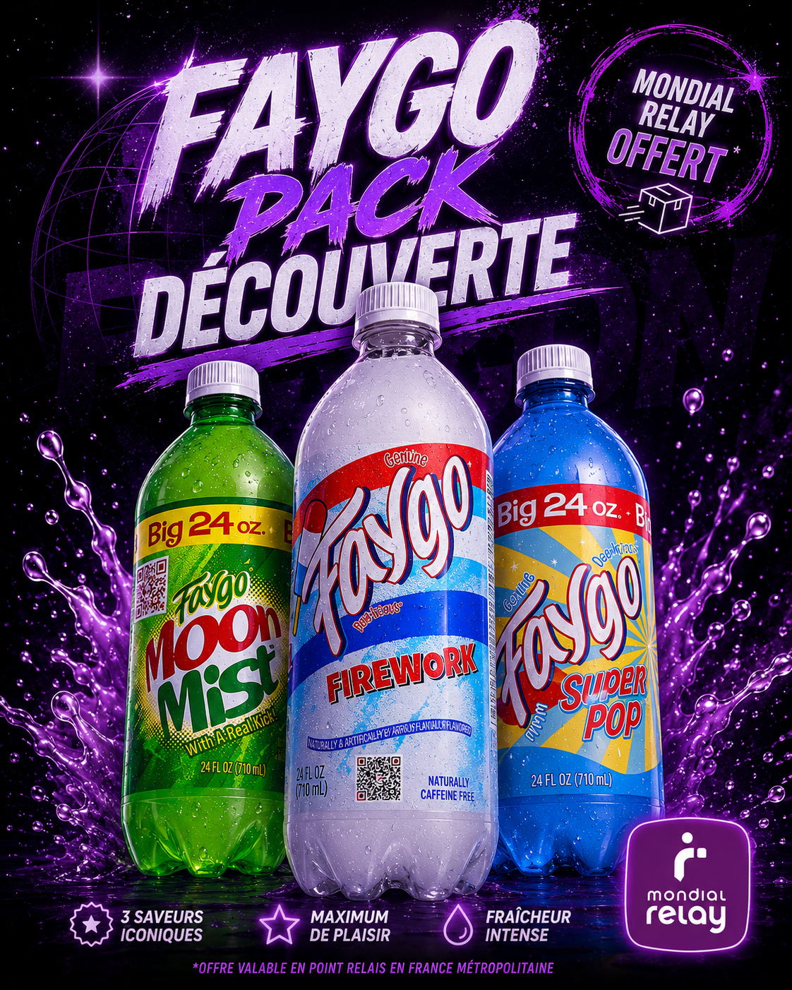 Faygo Pack Découverte – Firework, Moon Mist & Super Pop – Mondial Relay offert
