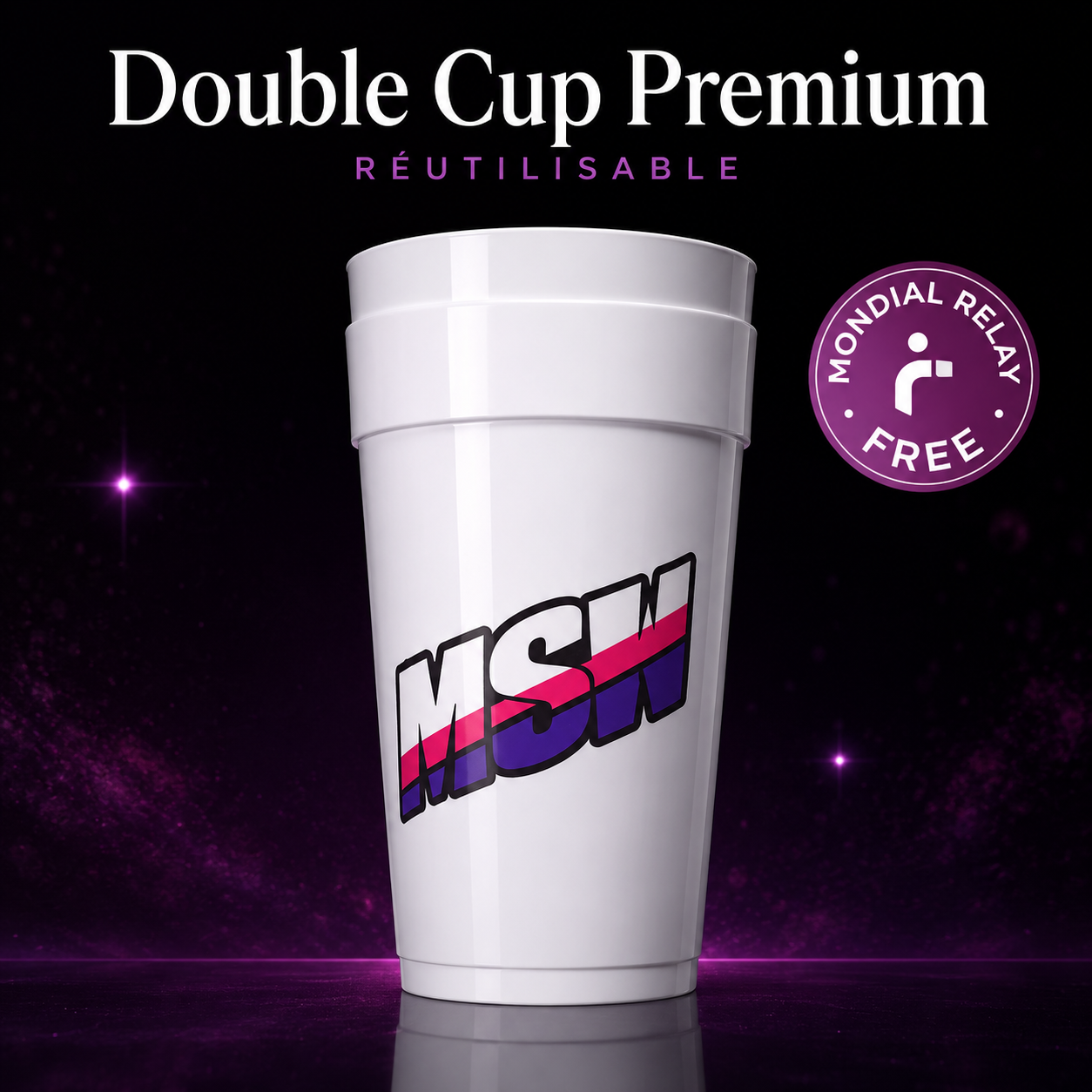🥤 Double Cups réutilisable 24oz  – Design Edition 💜