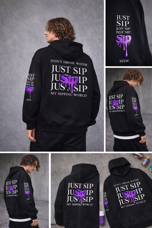 Hoodie Oversize “Just Sip” – My Sipping World