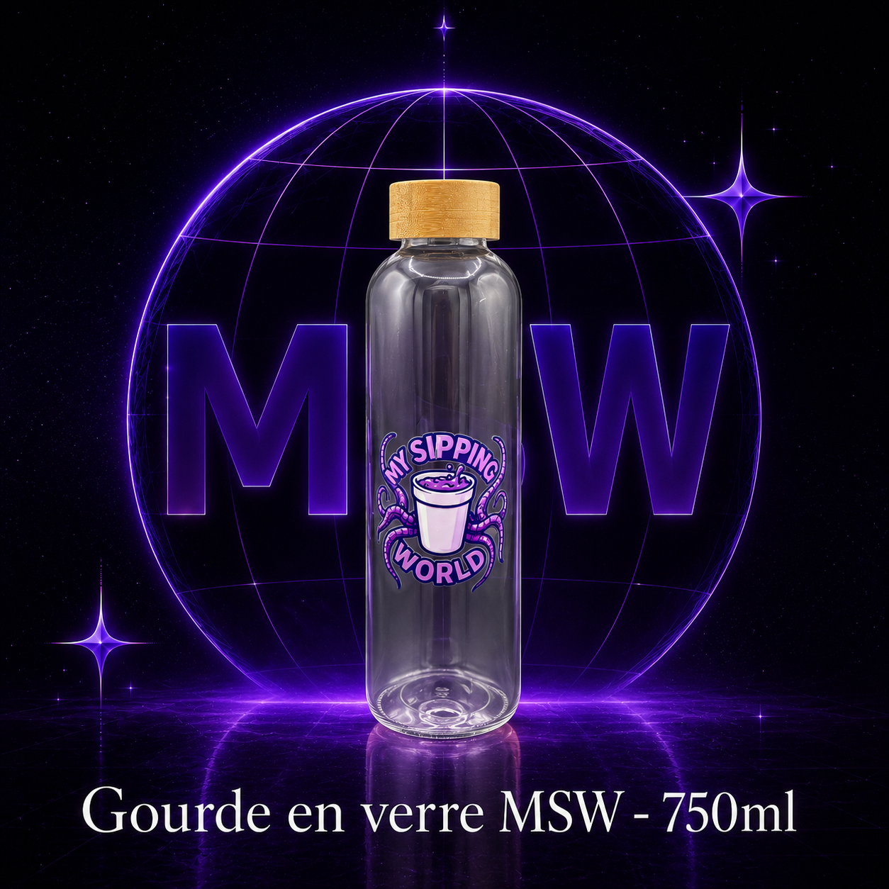 🧴 Gourde en Verre My Sipping World – 730ml