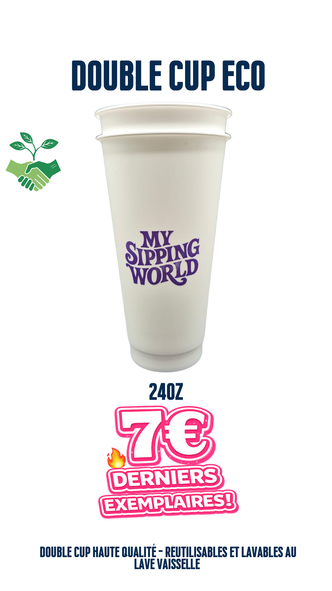 🌿 Double Cups 24oz Éco-Responsables – My Sipping World