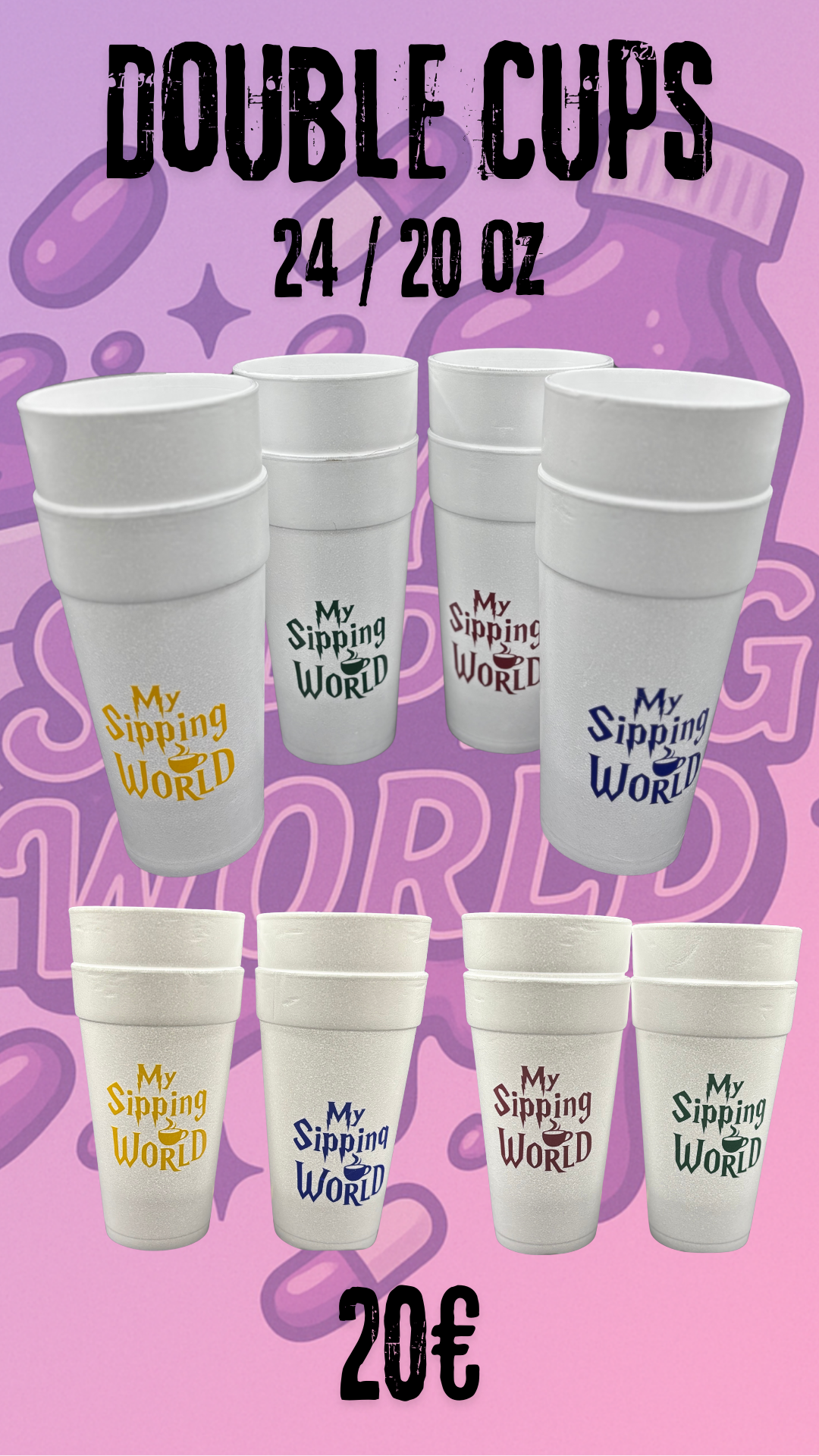 Pack Double Cups 24oz + 20oz – Édition Limitée “4 Maisons”