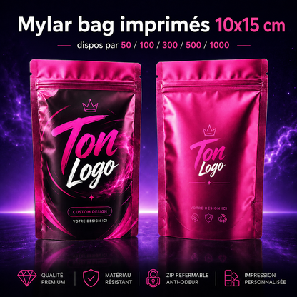 Mylar Bags imprimés personnalisés10x15 cm