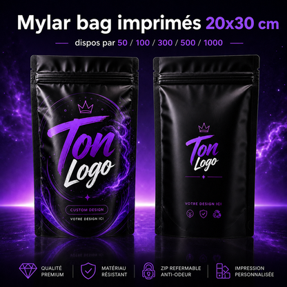 Mylar Bags imprimés personnalisés 20x30 cm