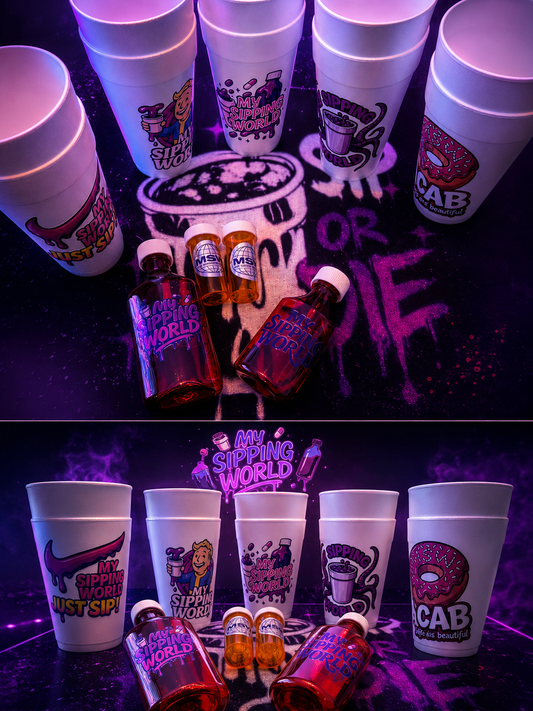 Pack Accessoires My Sipping World avec Double Cups MSW, bouteilles pharma US vides et Pills Box US.