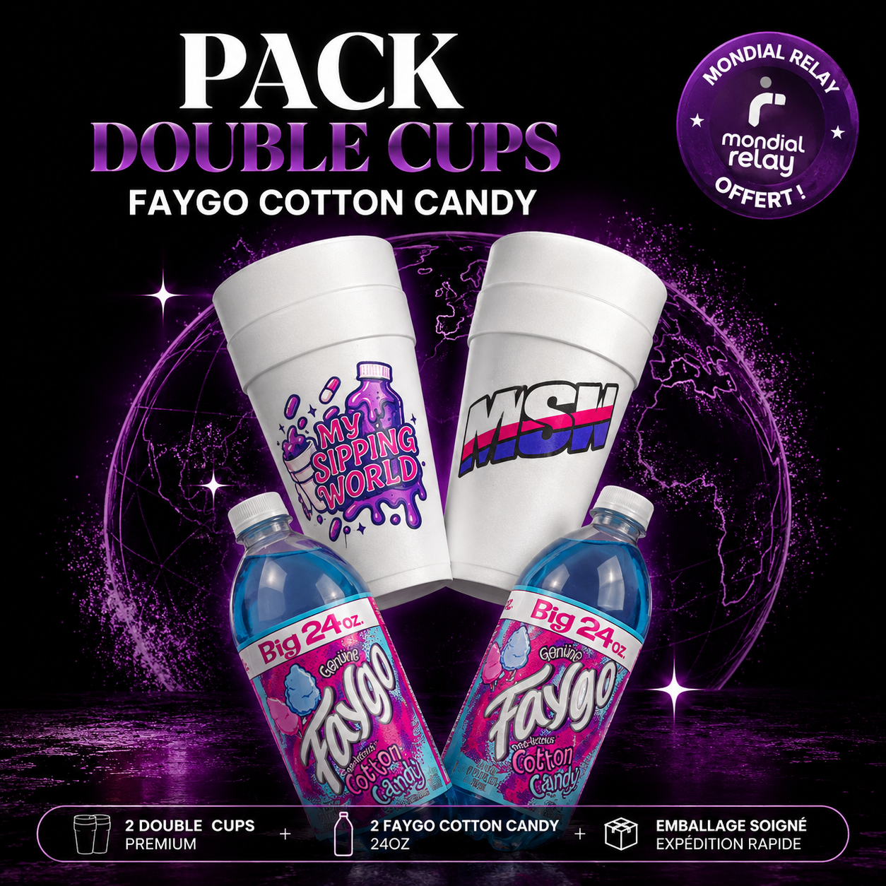 Pack Double Cups + 2 Faygo Cotton Candy 24oz | My Sipping World