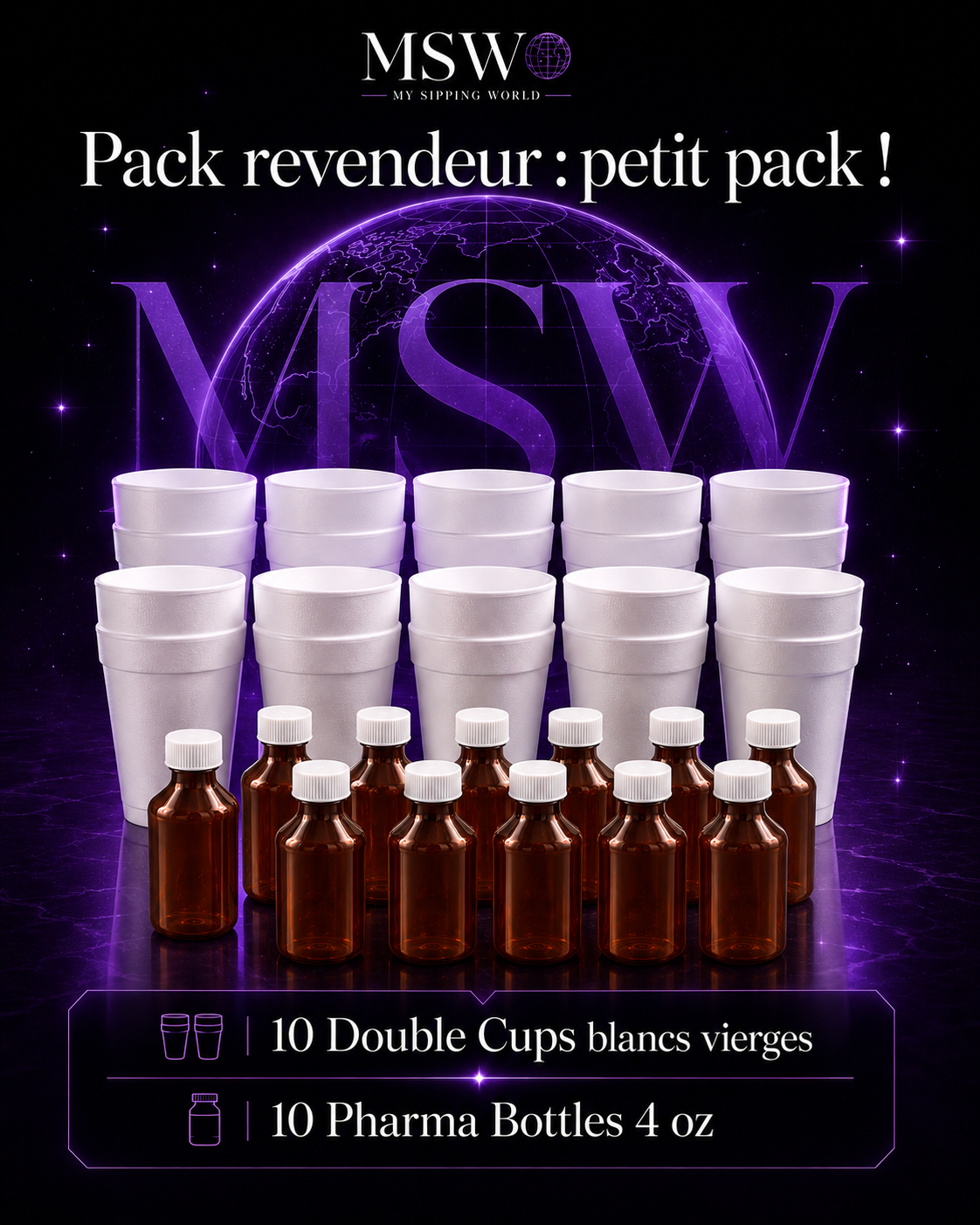 Pack revendeur double cup et pharma bottles