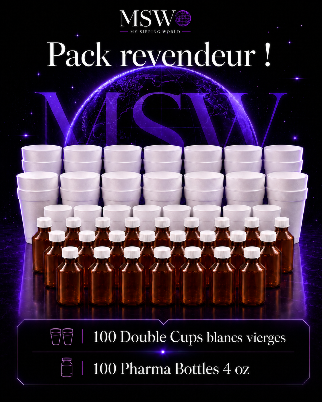 Pack revendeur double cup et pharma bottles