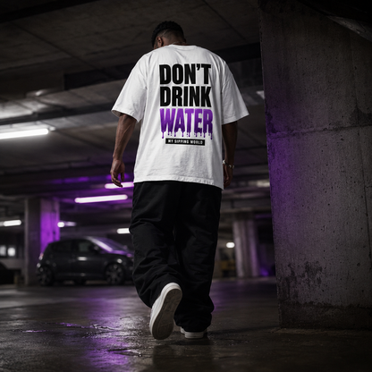 T-shirt oversize blanc Don't Drink Water My Sipping World vue de dos